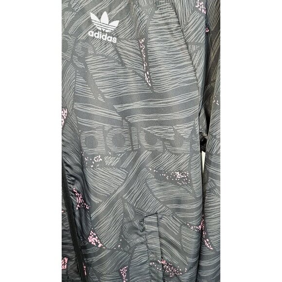 Adidas Originals Jacket Mens Sz M Black Grey Pink Abstract Full Zip Trefoil Logo - Picture 11 of 16